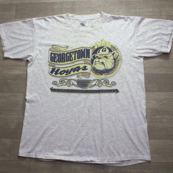 Vintage 90s Georgetown University Hoyas T-Shirt XL Gray Single Stitch - Picture 2 of 7